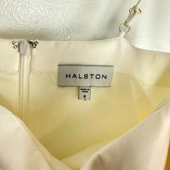 HALSTON Brea Ruched Chain-strap Crepe Jumpsuit in Chalk Size US 4 - Picture 5 of 13